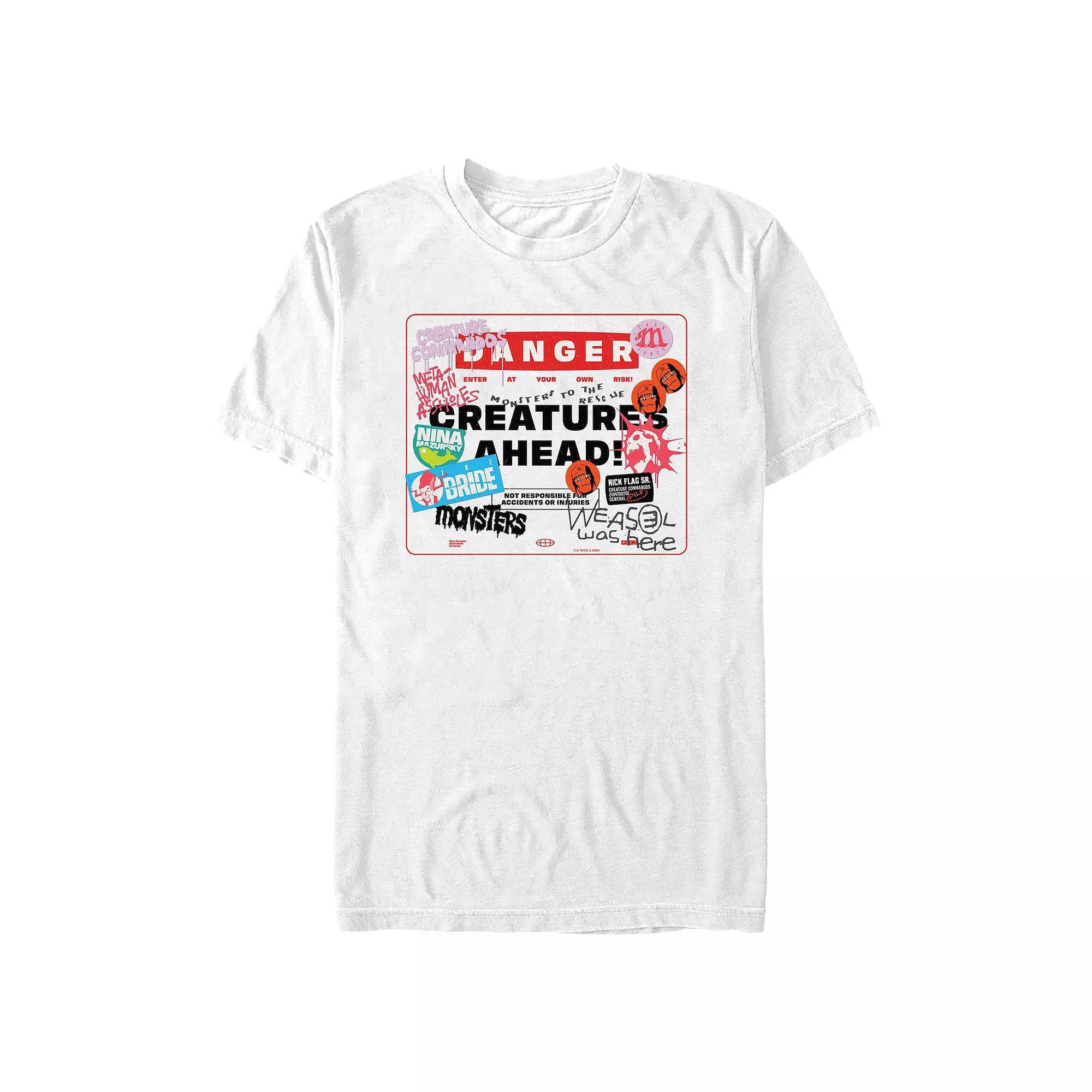 Men's Creature Commandos Danger Creatures Ahead Graphic Tee, Size: XL, White Product Image