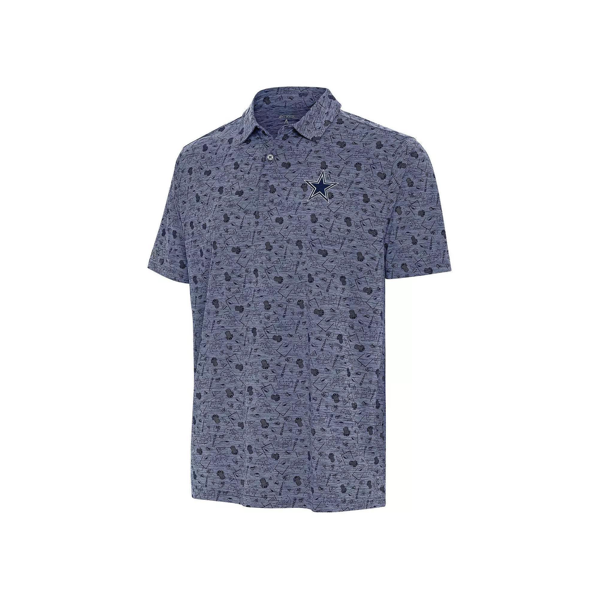 Men's Antigua Heather Navy Dallas Cowboys Relentless Polo, Size: Small, Blue Product Image