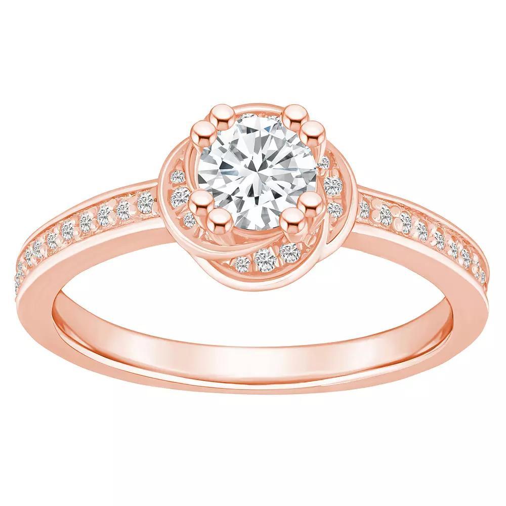Alyson Layne 14k Gold 3/4 Carat T.W. Diamond Halo Rosette Engagement Ring, Women's, Size: 6.50, 14k Rose Gold Product Image