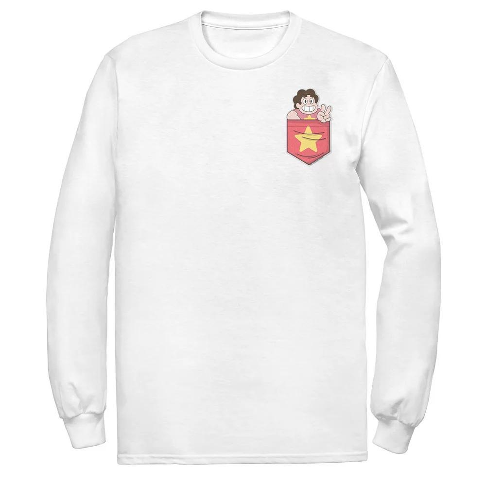 Men's Cartoon Network Steven Universe In Pocket Left Chest Long Sleeve Tee, Size: Small, White Product Image