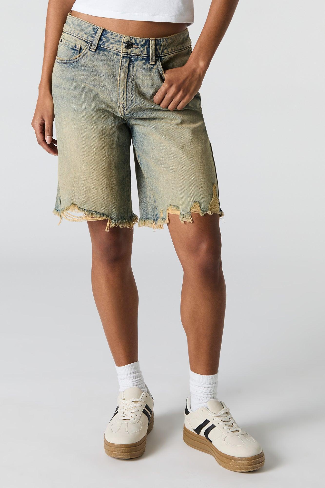 Enzyme Wash Distressed Slouchy Jort Female Product Image
