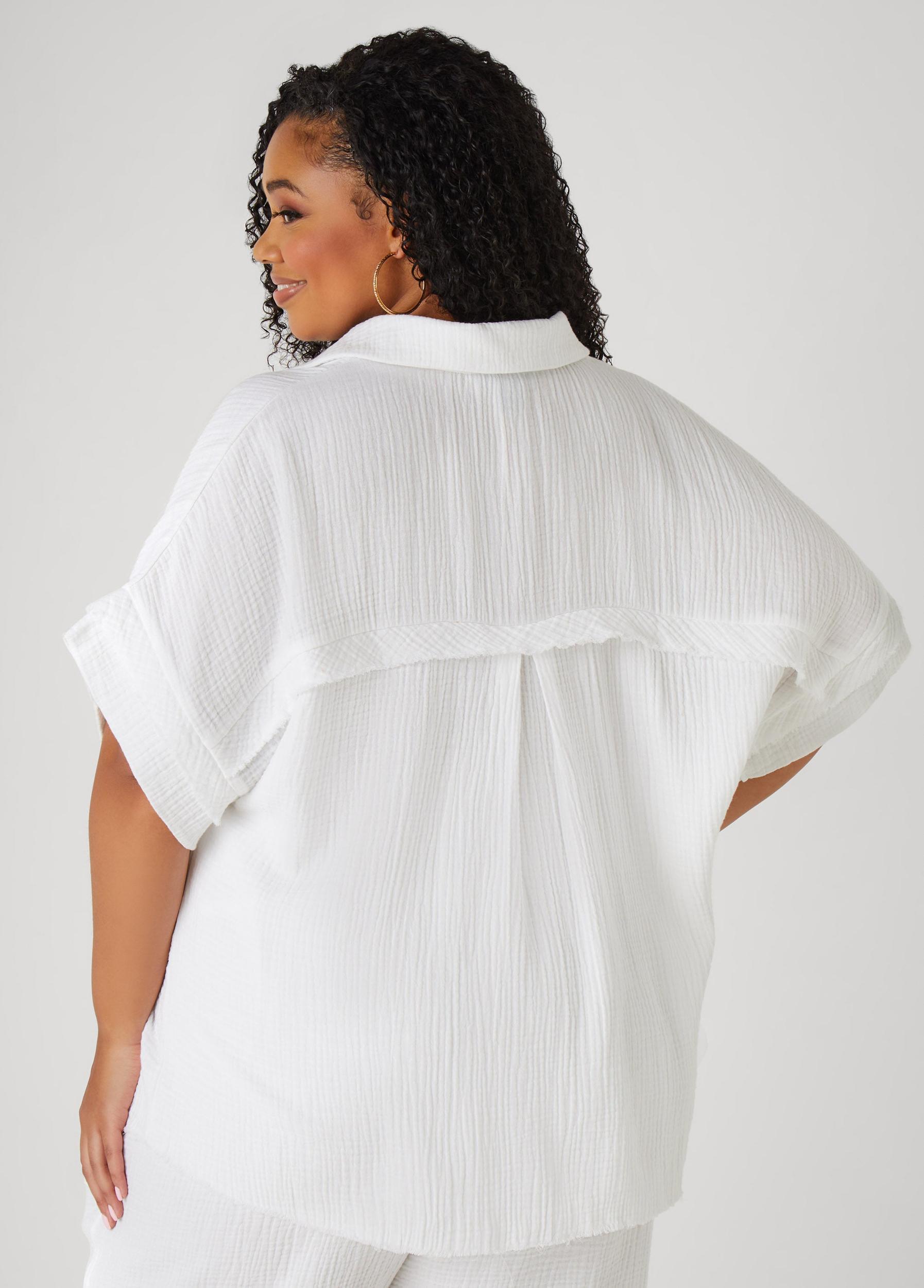 Plus Size Textured Cotton Gauze Top Ashley Stewart Product Image