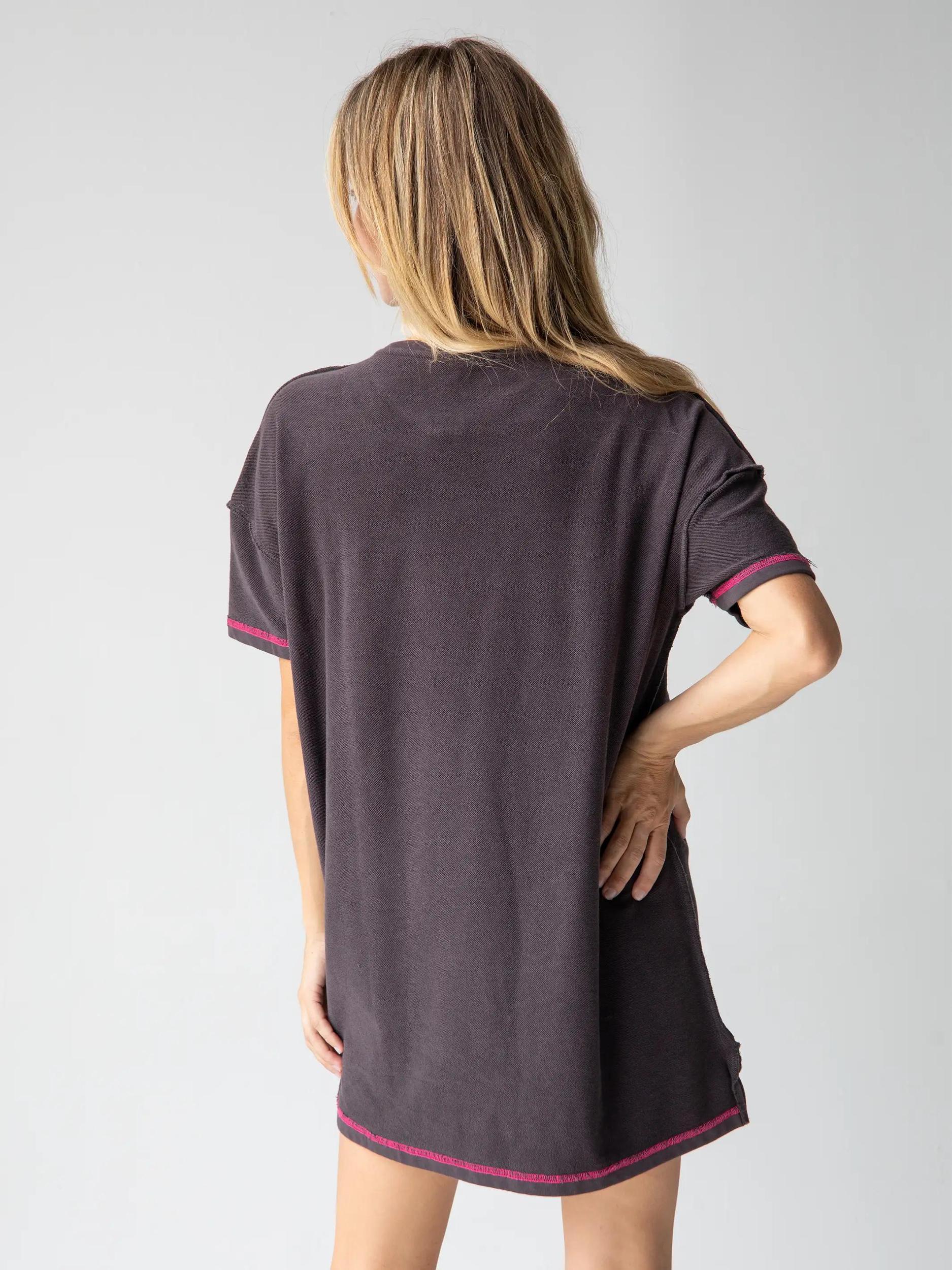 Applique Mini Sweatshirt Dress - Charcoal Product Image
