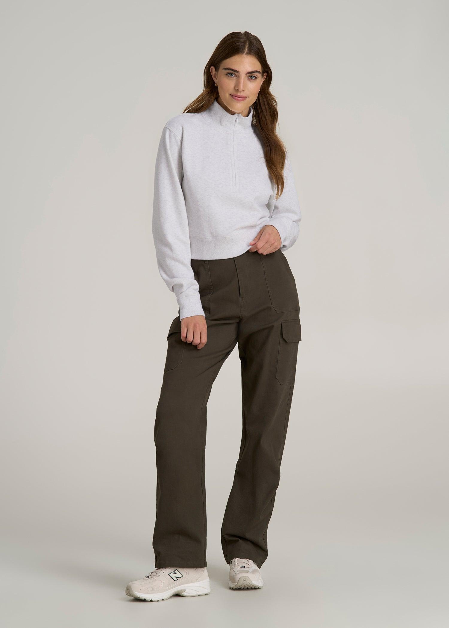 Wearever 2.0 Fleece Half-Zip Cropped Sweatshirt for Tall Women in Heather Cloud White Product Image
