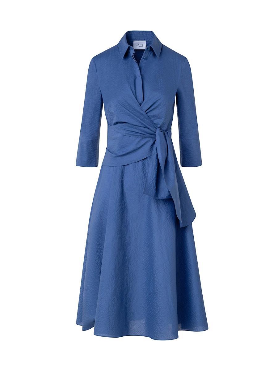 Womens Seersucker Cotton Twist Shirtdress Product Image