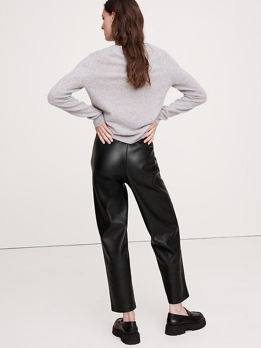Mid-Rise Slim Vegan Leather Pull-On Pant Product Image