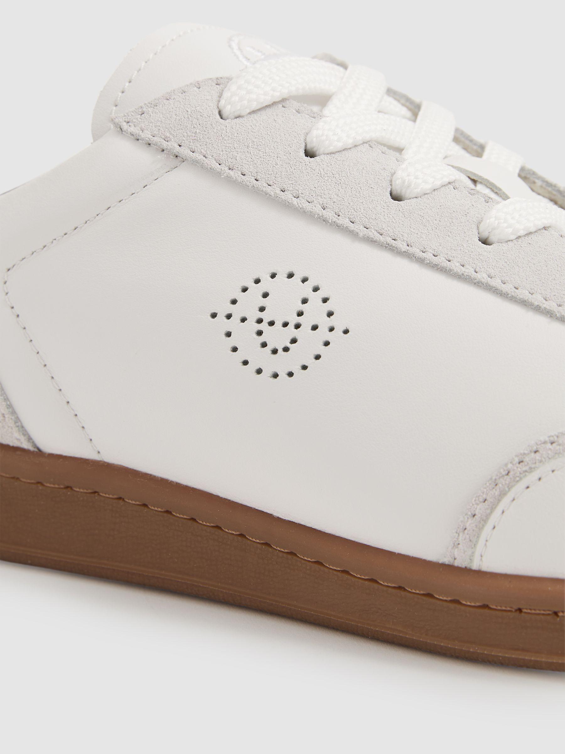 Unseen Footwear Leather Suede Trainers in White Product Image