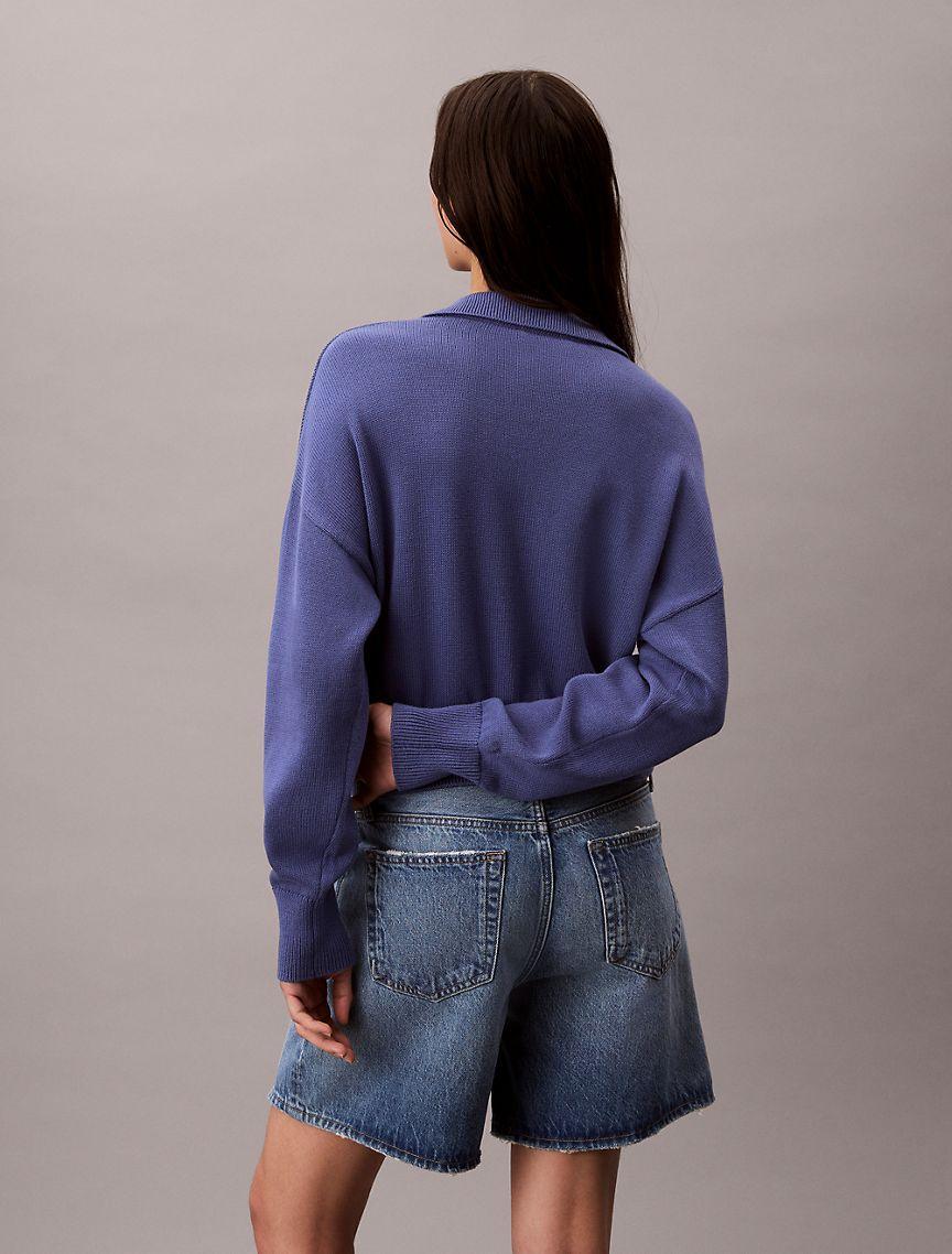 Smooth Cotton Polo Sweater Product Image