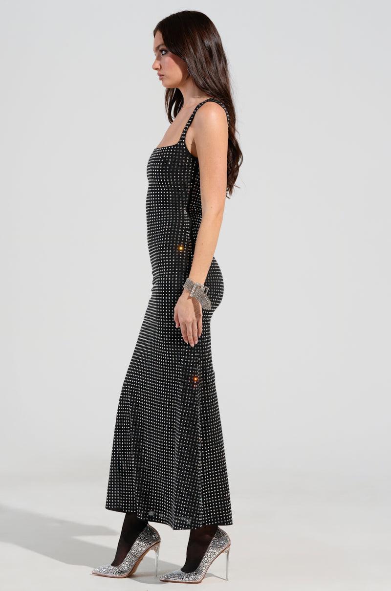 CHAMPAGNE PROBLEMS RHINESTONE MESH MAXI DRESS Product Image