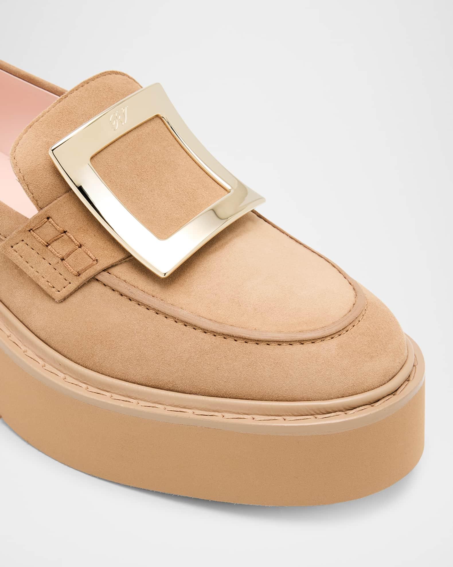 Viv Rangers Suede Metal-Buckle Loafers Product Image