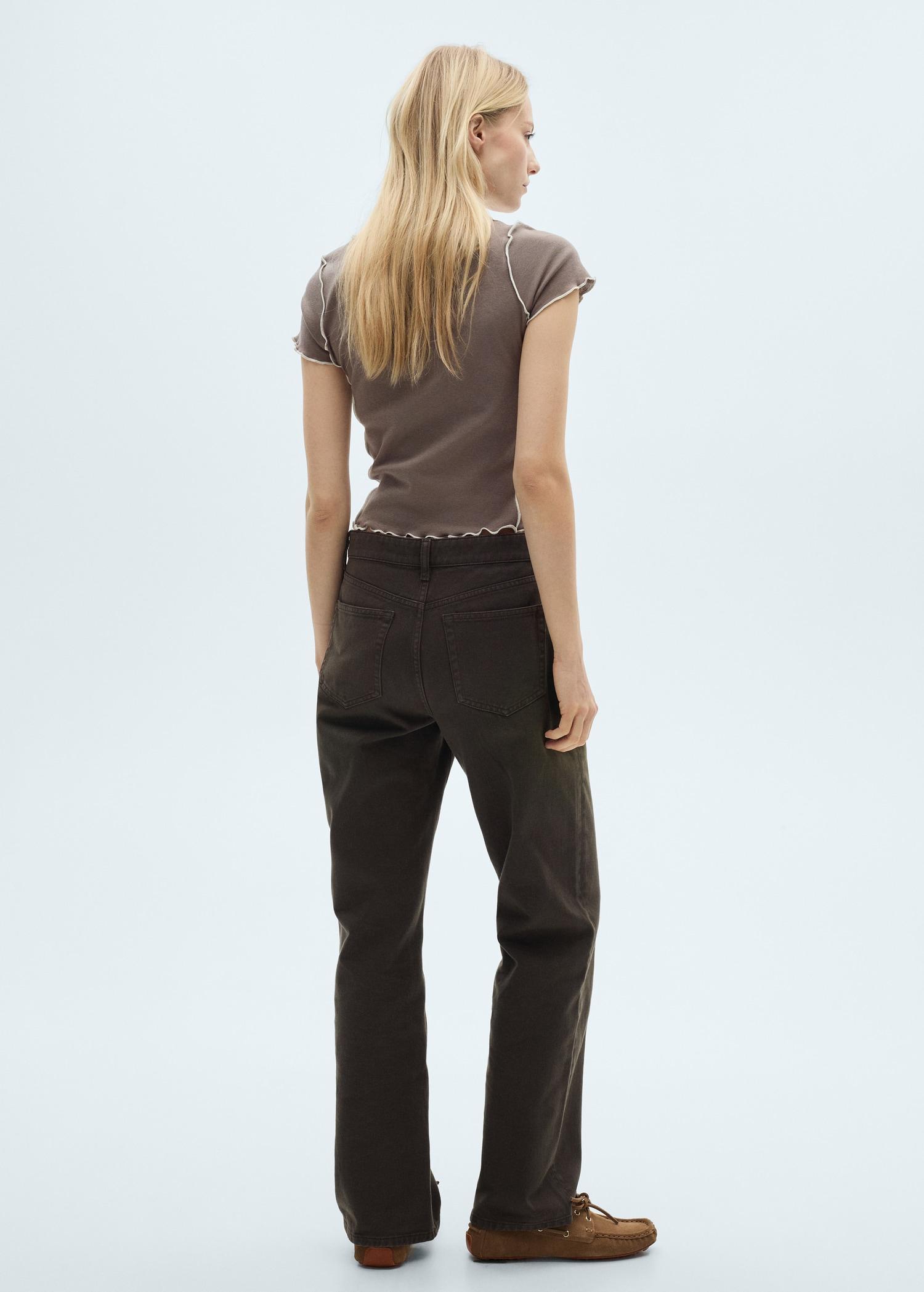 Crop top t-shirt with contrasting trim - Women | MANGO USA Product Image