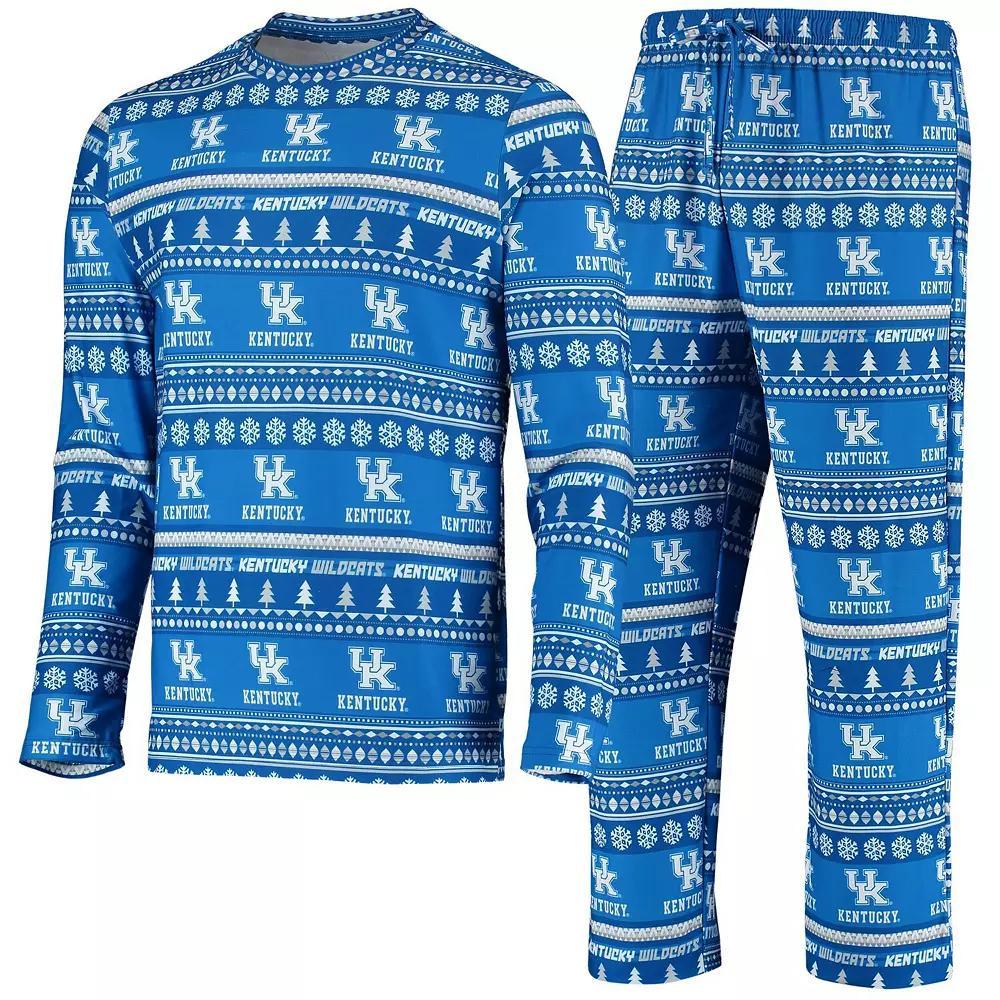 Men's Concepts Sport Royal Kentucky Wildcats Ugly Sweater Knit Long Sleeve Top and Pant Set, Size: Medium, Blue Product Image