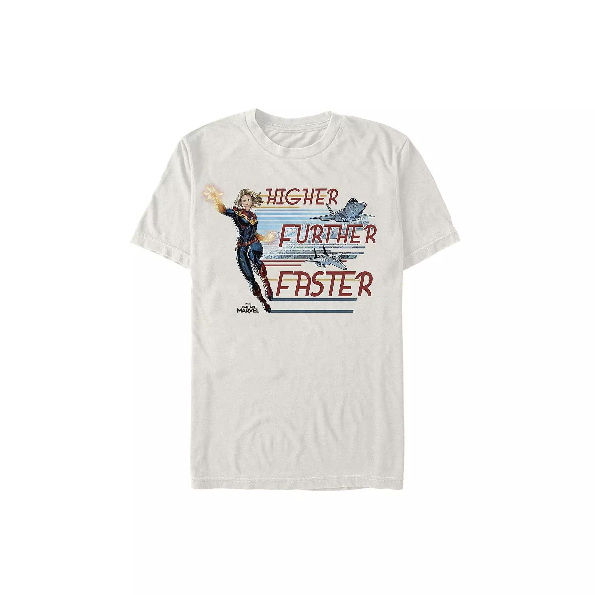 Girls 7-16 Captain Marvel Higher Further Faster Fighter Jets Tee, Girl's, Size: Large, Athletic Grey Product Image