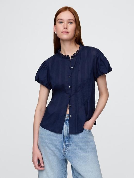 Bubble-Sleeve Pintuck Top Product Image