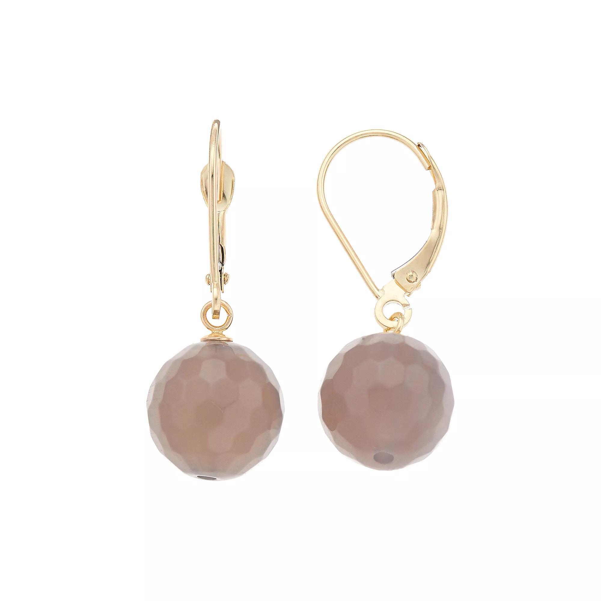 14k Gold Agate Drop Earrings, Women's, Gray Product Image