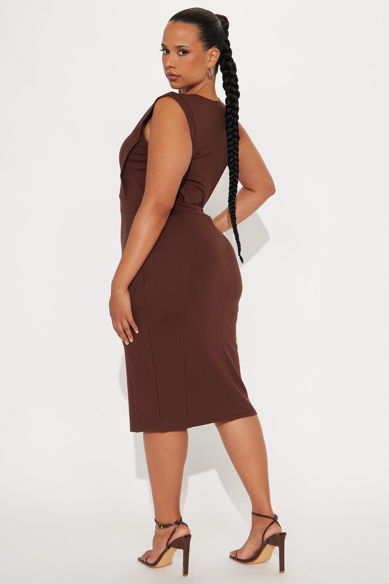 Cubicle Cutie Midi Dress - Chocolate Product Image