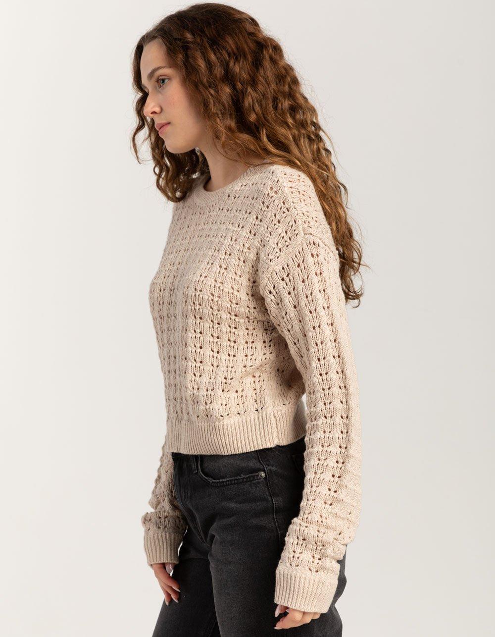 FULL TILT Open Weave Womens Sweater - CREAM Product Image