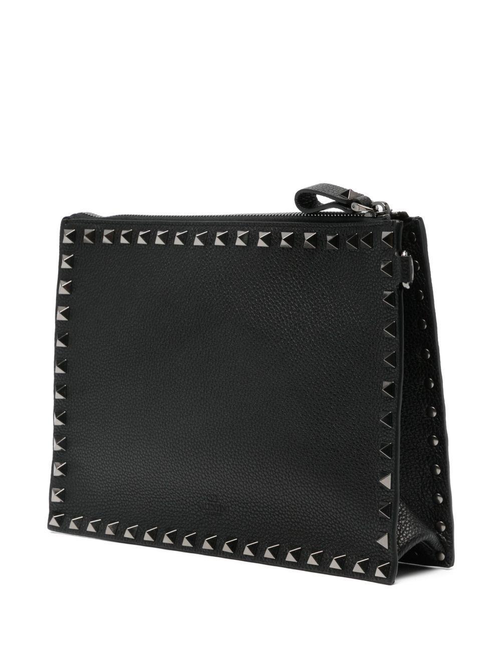 Rockstud leather clutch bag Product Image