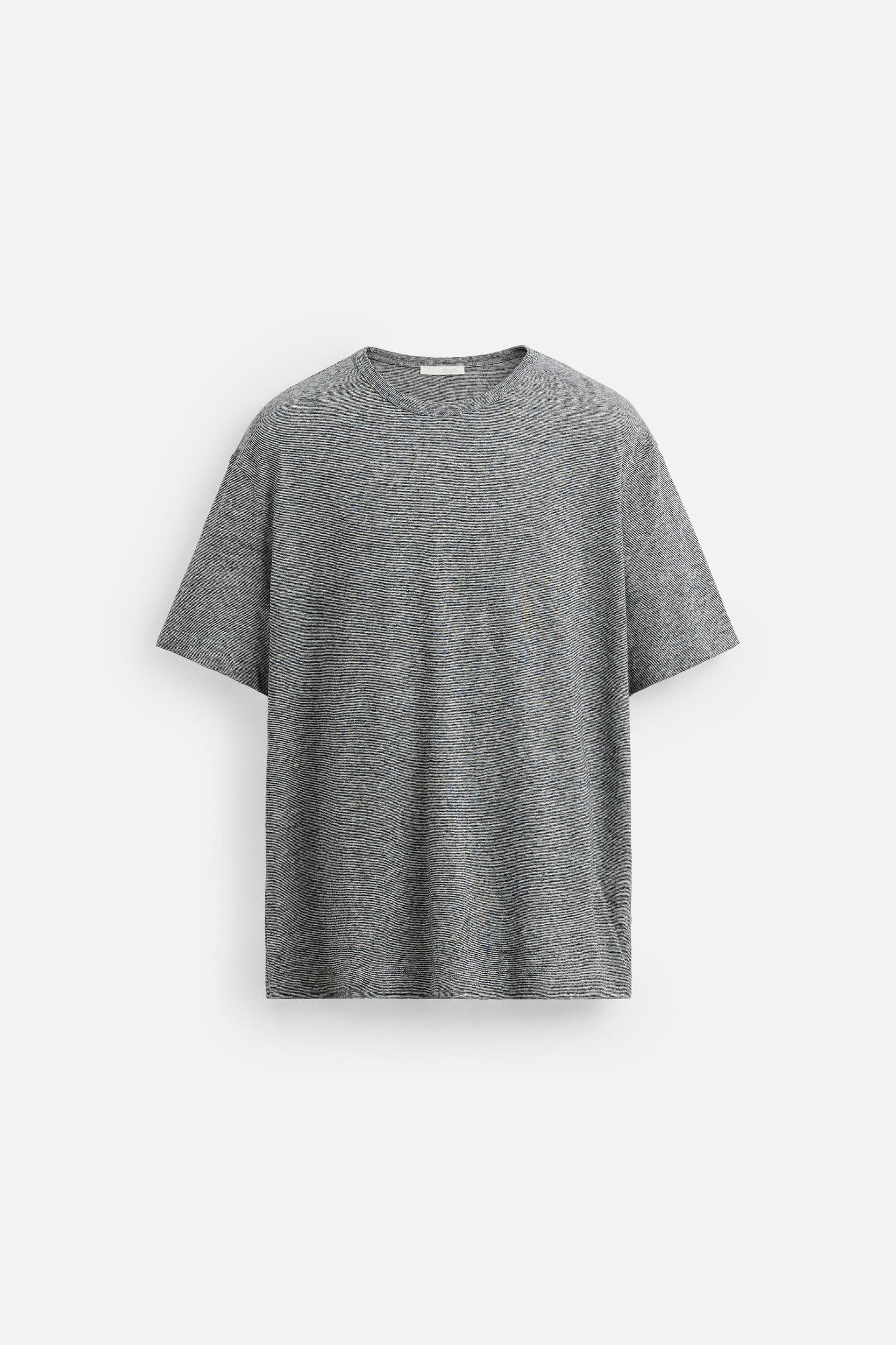 STRIPED COTTON LINEN BLEND T-SHIRT Product Image