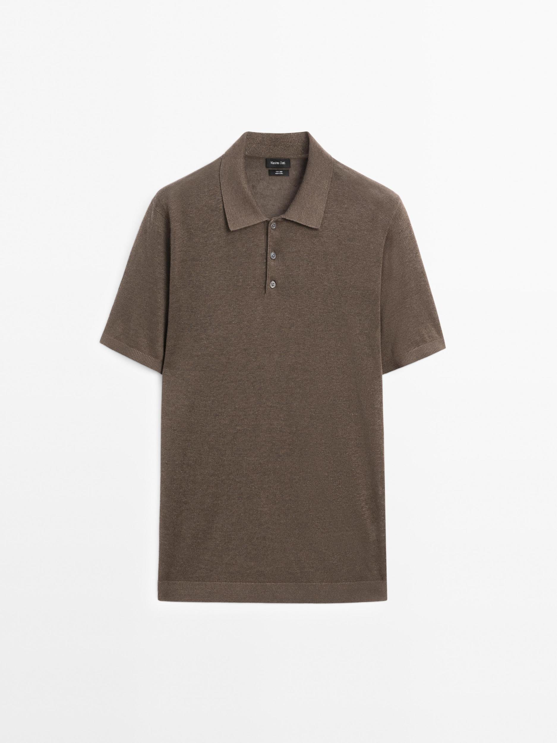 Short sleeve linen polo sweater Product Image