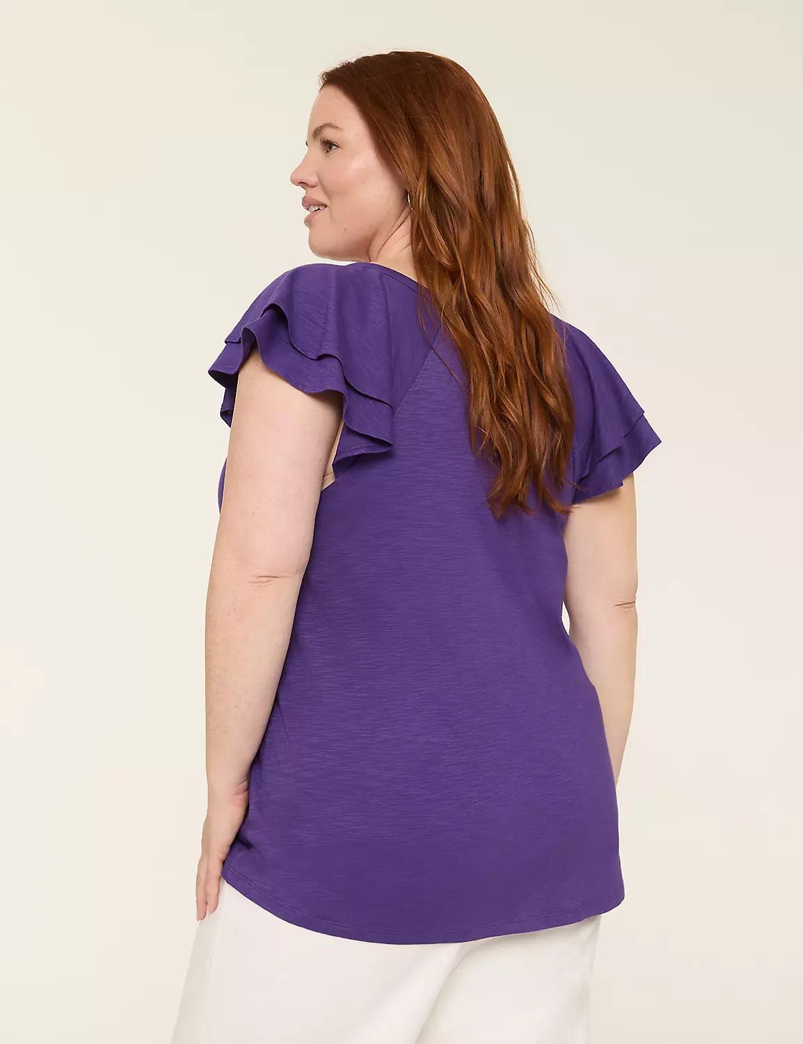 Double Flutter-Sleeve V-Neck Top Product Image