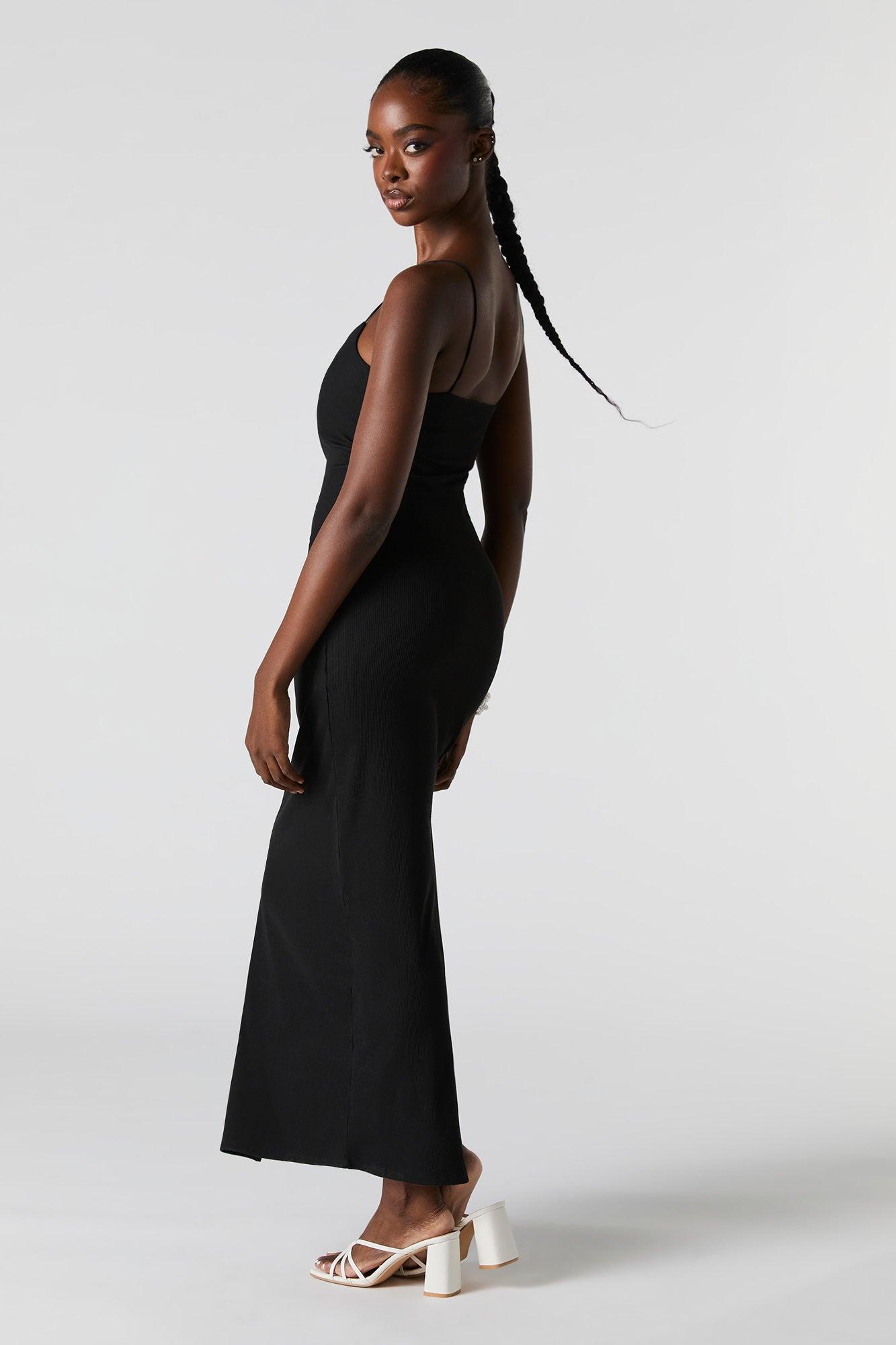 Ribbed Slit Bodycon Maxi Dress Female Product Image