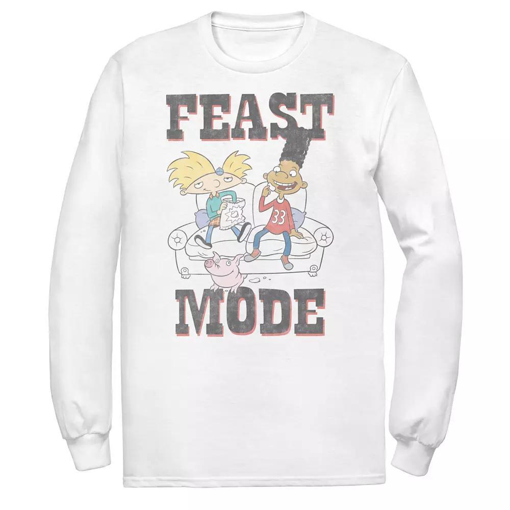 Men's Hey Arnold Feast Mode Vintage Long Sleeve Tee, Size: Medium, White Product Image