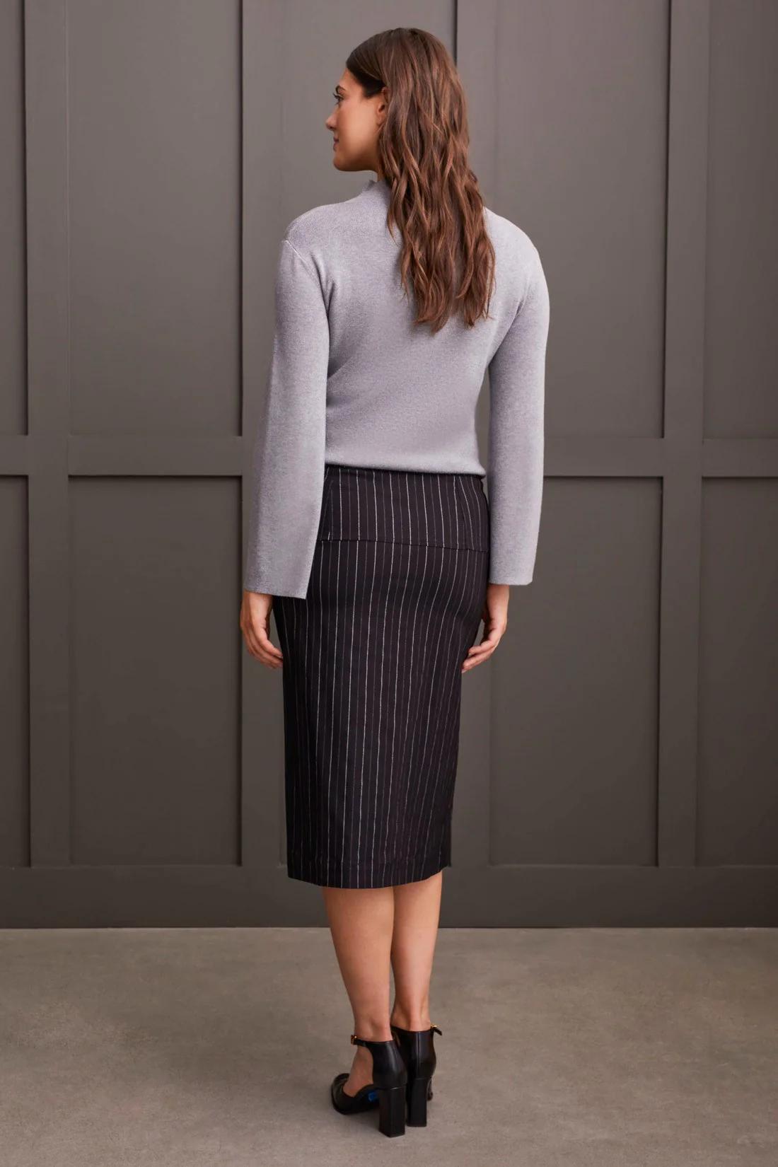 PULL-ON CAREER SKIRT WITH FRONT SLIT Product Image