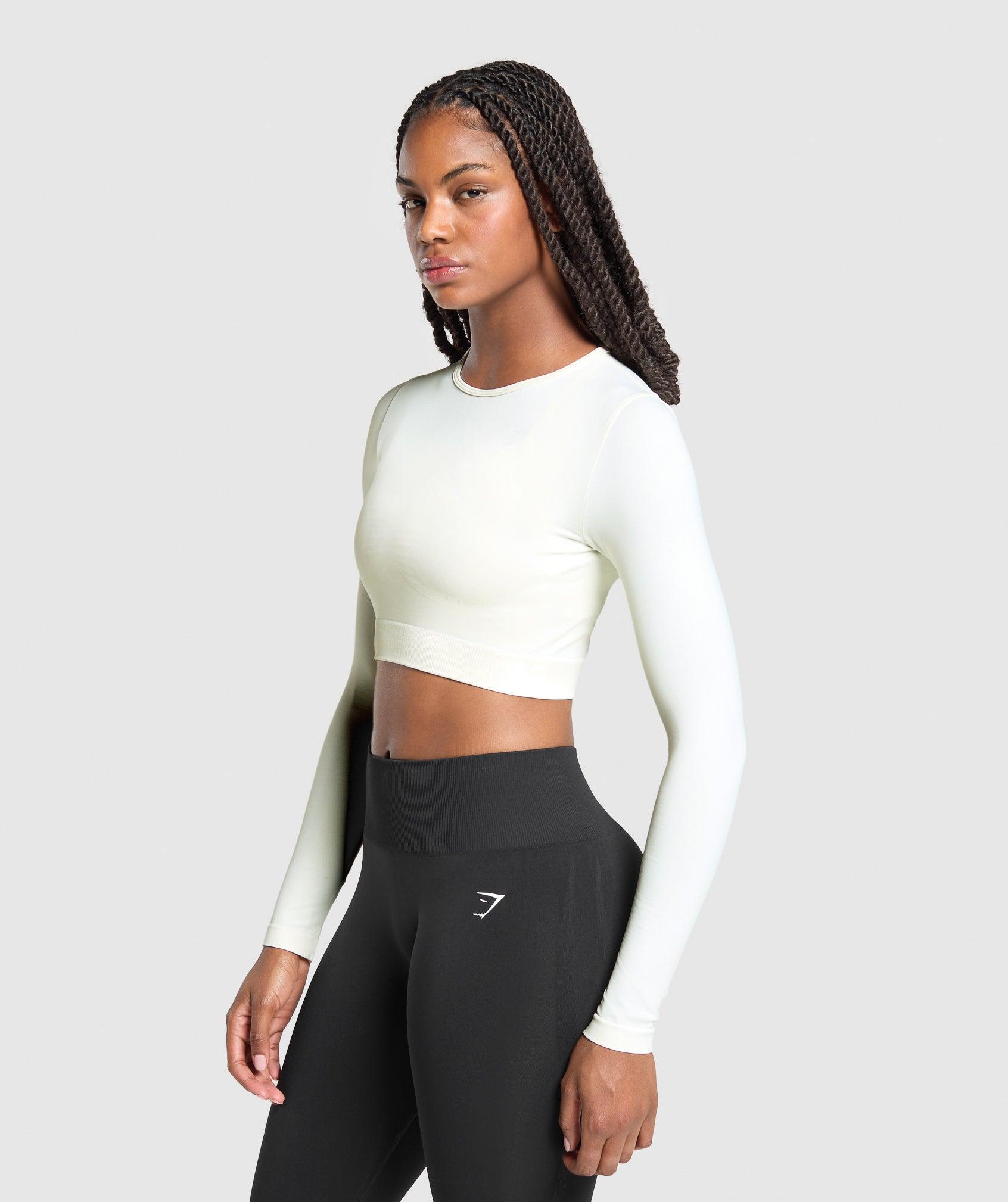 Gymshark Everyday Seamless Long Sleeve Crop Top - Soft White Female Product Image