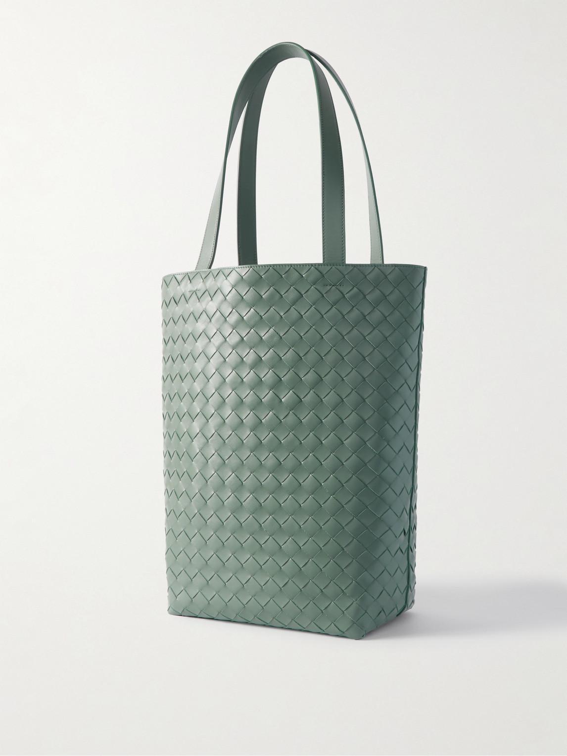 BOTTEGA VENETA Avenue Intrecciato Leather Tote Bag In Green Product Image
