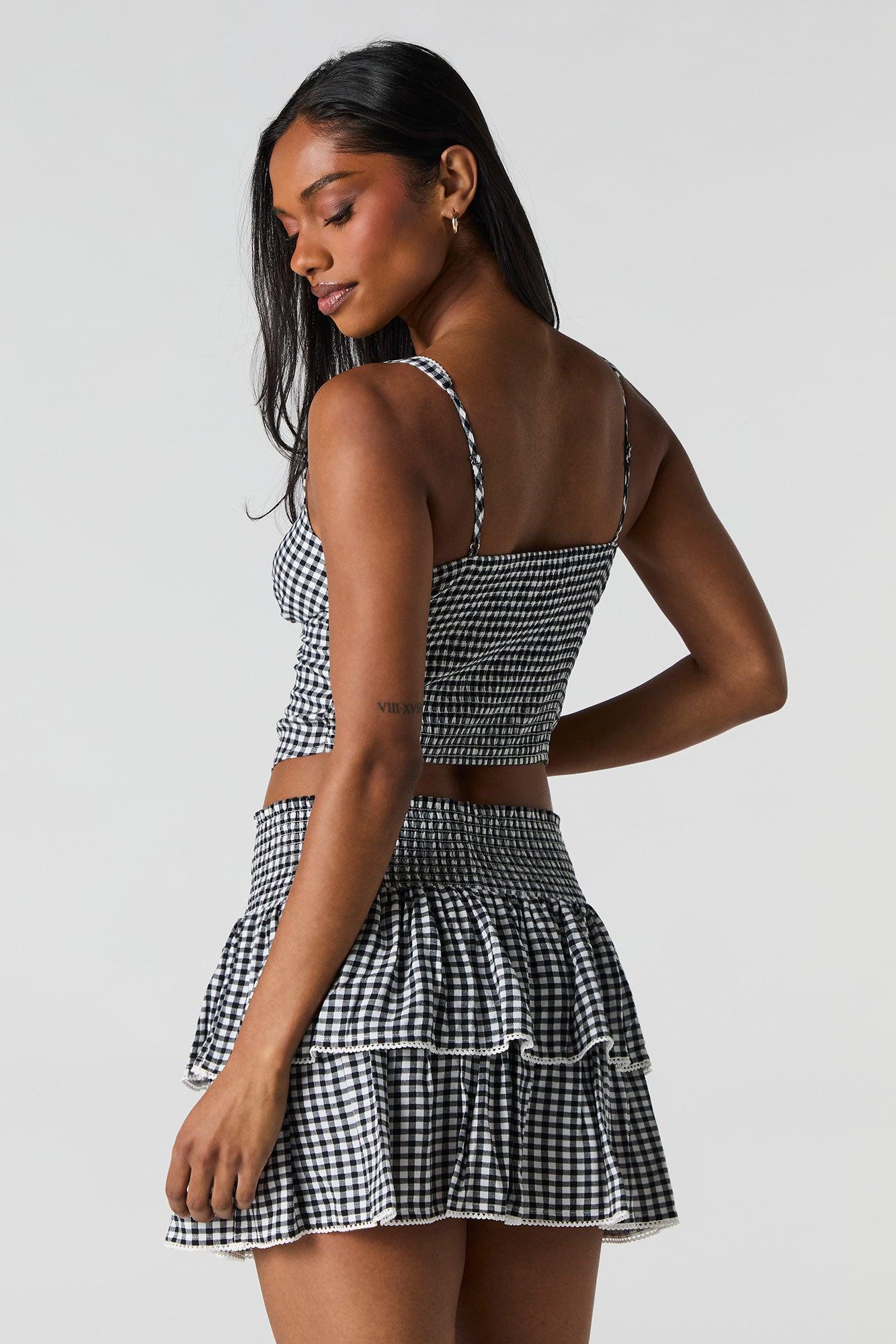 Plaid Tiered Mini Skort Female Product Image