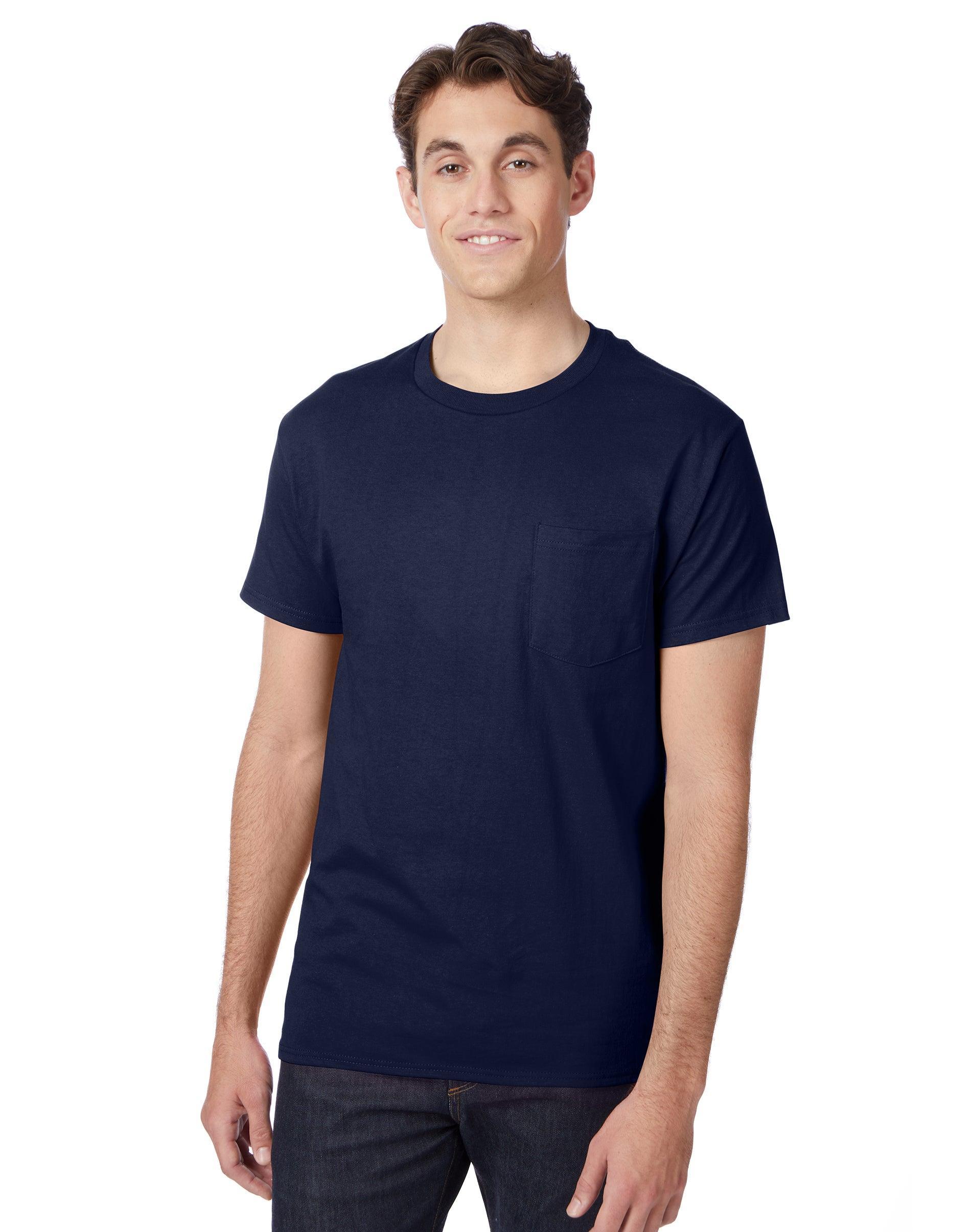 Hanes Mens Authentic Pocket T-Shirt Navy 2XL Product Image