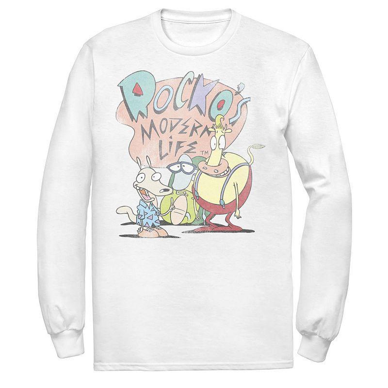 Men's Rocko's Modern Life Modern Group Logo Long Sleeve Tee, Size: XXL, White Product Image
