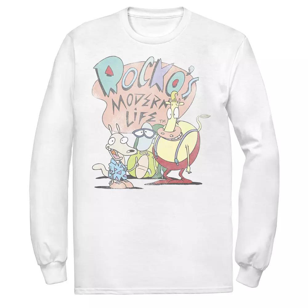 Men's Rocko's Modern Life Modern Group Logo Long Sleeve Tee, Size: XXL, White Product Image