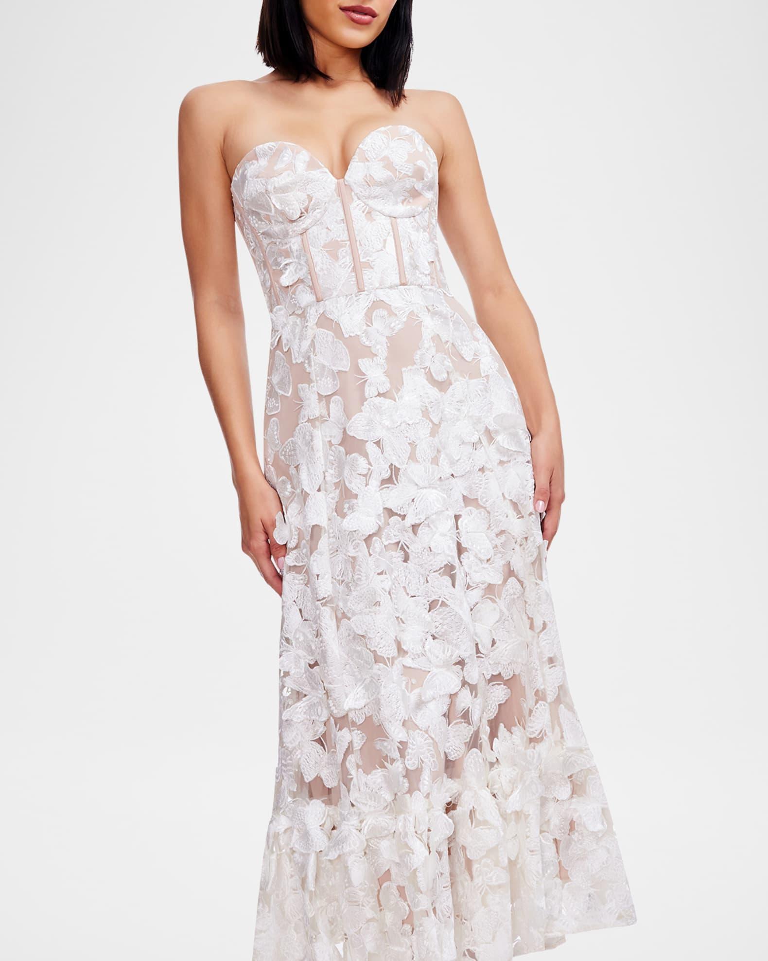 Lauren Butterfly-Embroidered Corset Midi Dress Product Image
