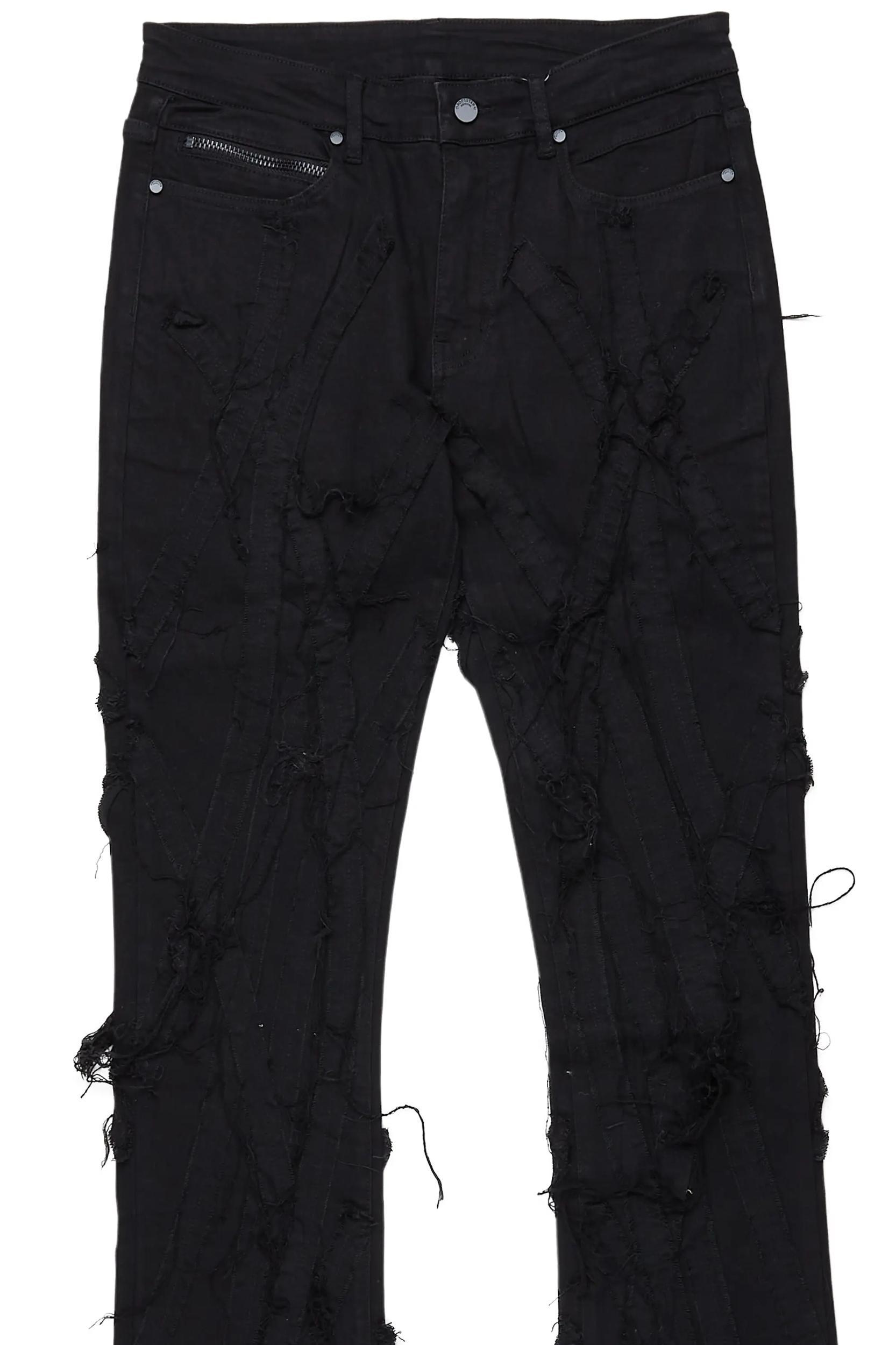 Gennaro Black Stacked Flare Jean Male Product Image