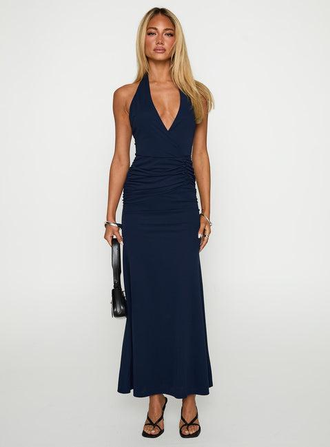 Casino Halter Maxi Navy Product Image