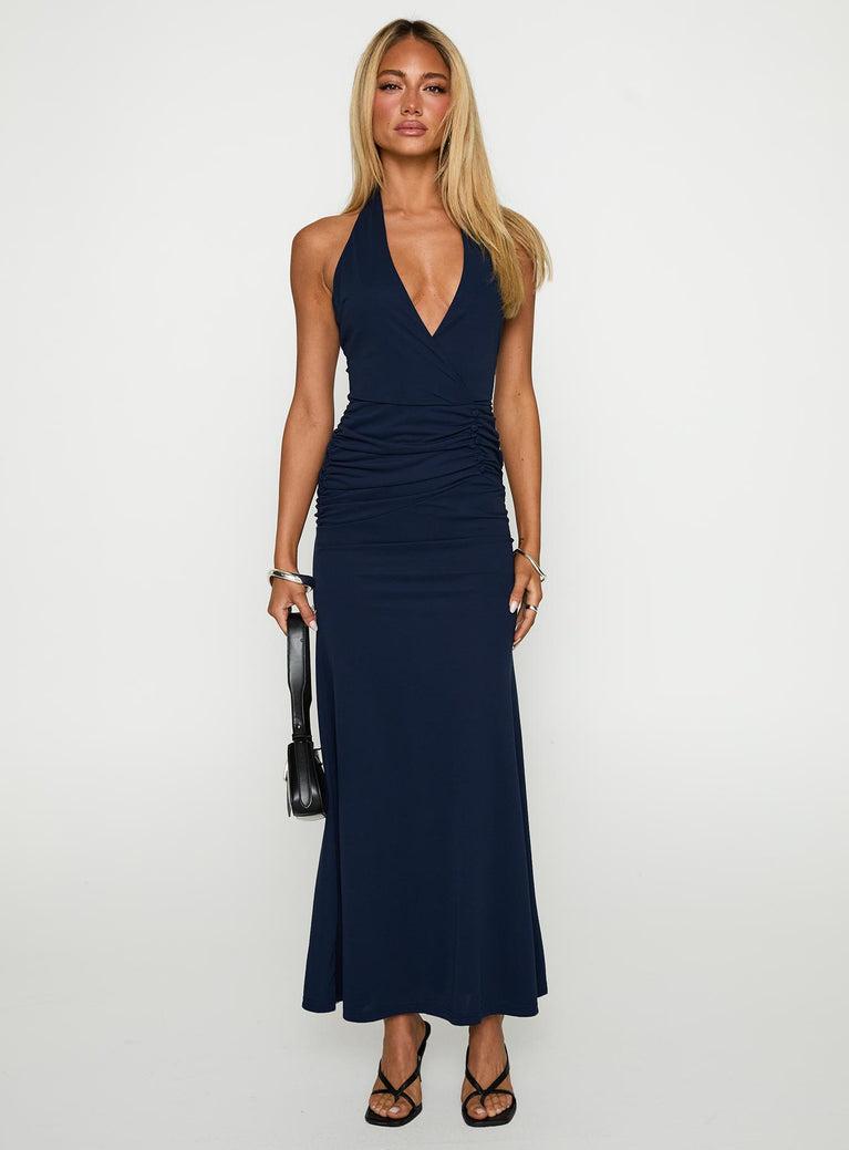 Casino Halter Maxi Navy Product Image