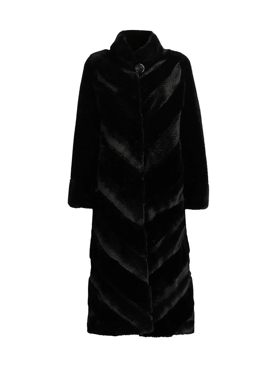 Womens Faux-Mink Long Coat Product Image