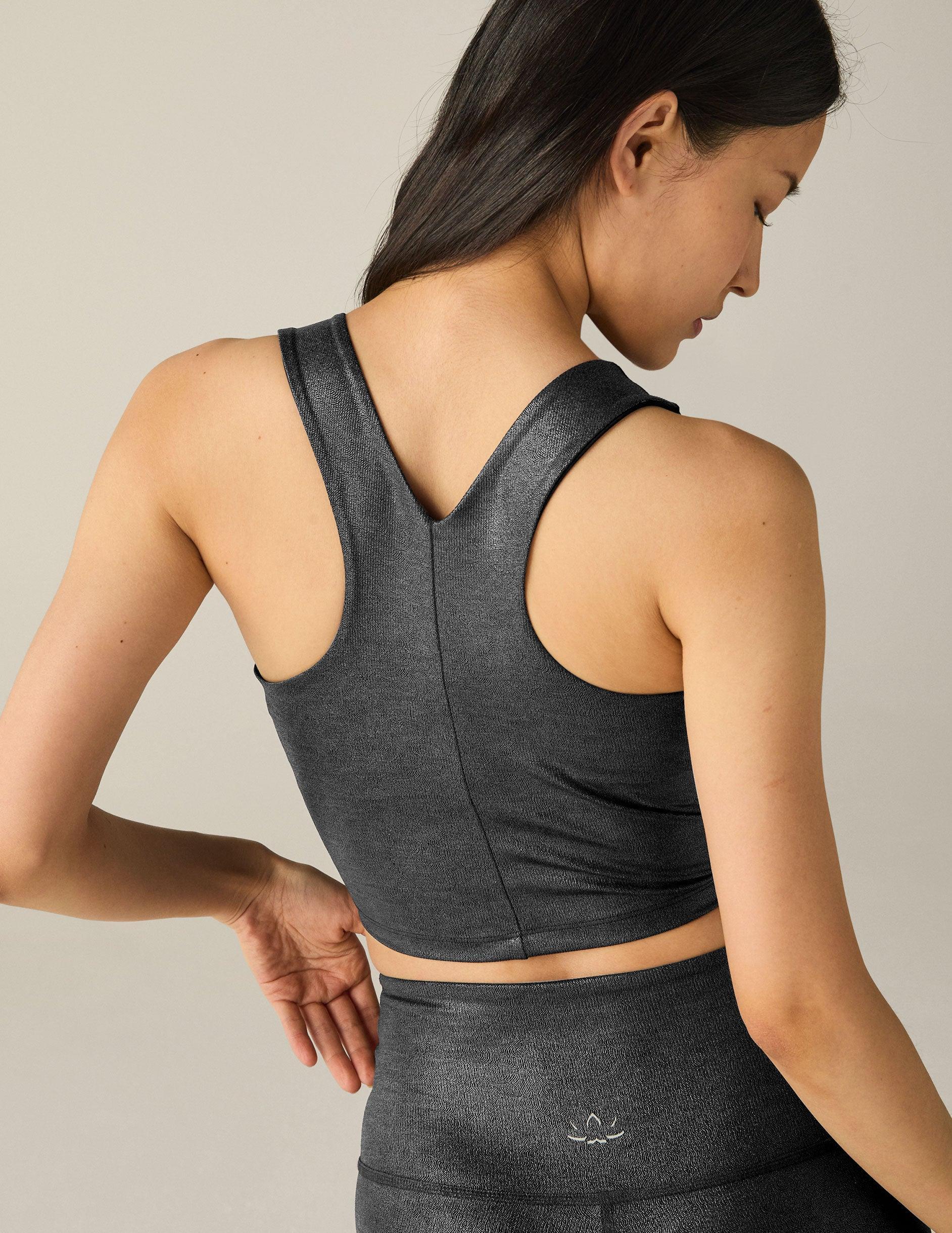 Heather Rib Black Shine Glow On Cropped Tank Product Image