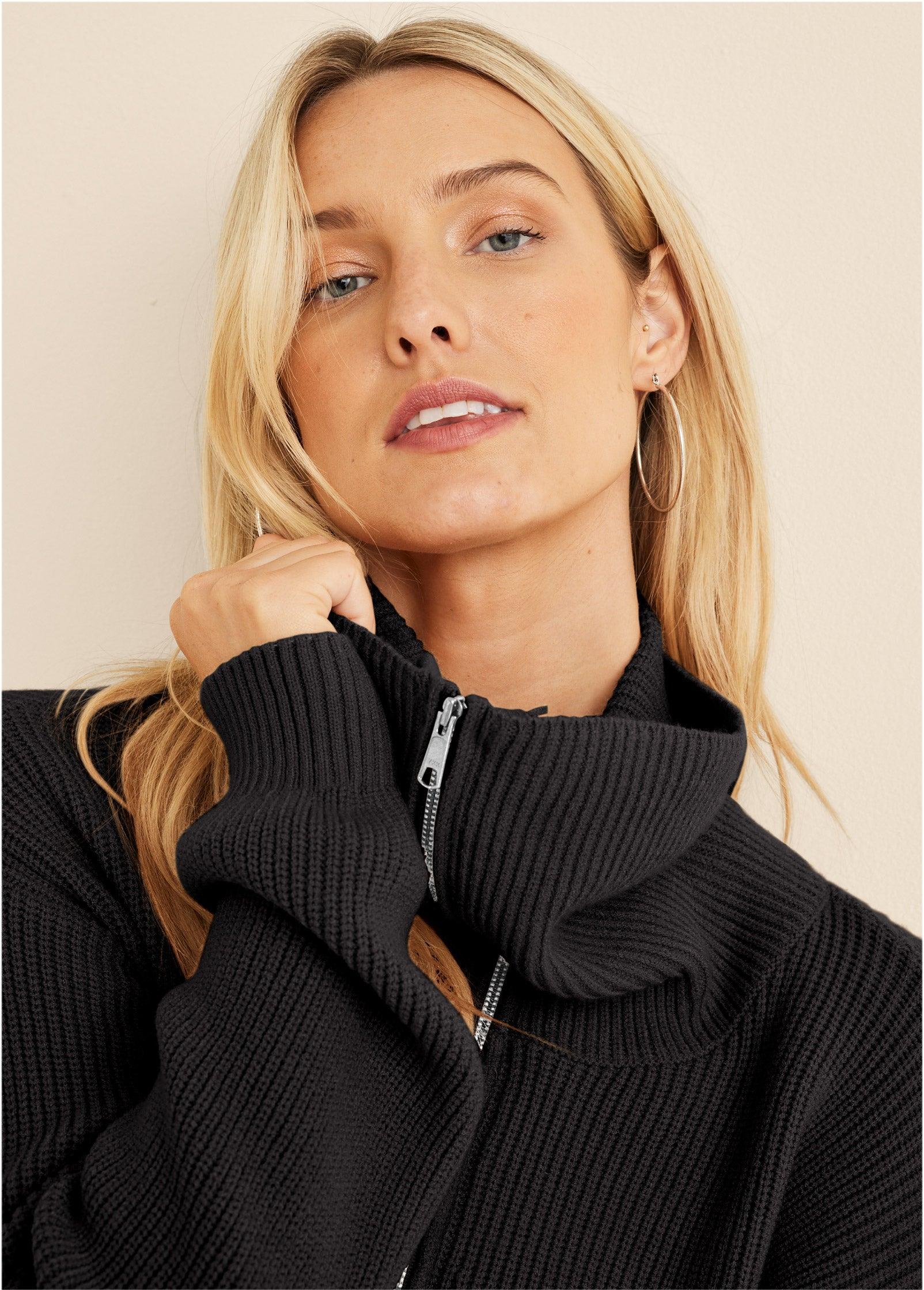 Quarter Zip Pullover - Black Product Image