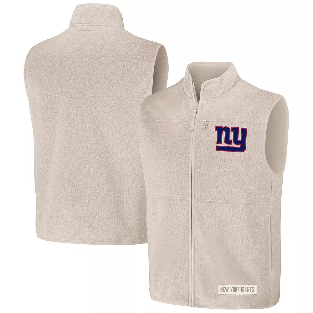 Men's NFL x Darius Rucker Collection by Fanatics  Oatmeal New York Giants Full-Zip Sweater Vest, Size: Medium, Team Product Image