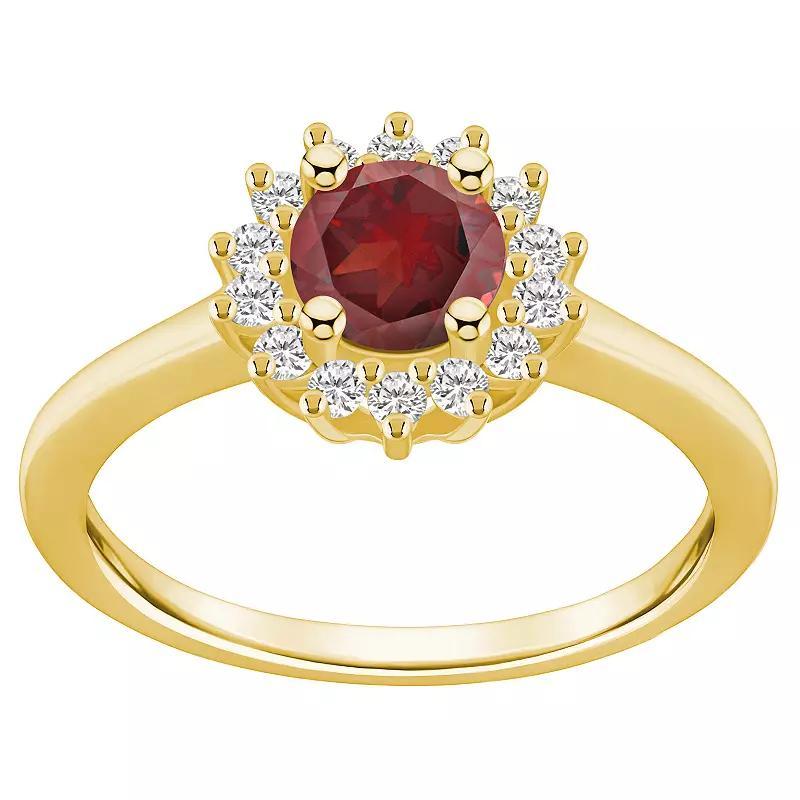 Alyson Layne 14k Gold Garnet & 1/4 Carat T.W. Diamond Halo Ring, Womens Red Product Image