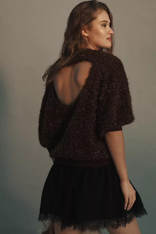 The Violette Short-Sleeve Tinsel Sweater by Maeve Product Image