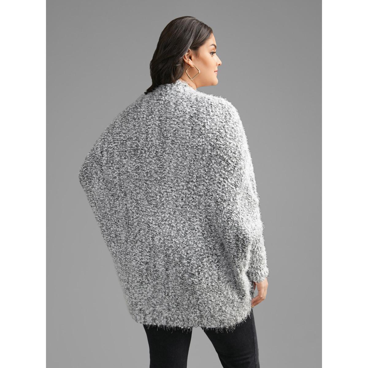 Plus Size Heather Arc Hem Dolman Sleeve Cardigan Mediumgray Women Casual Loose Long Sleeve Everyday Cardigans BloomChic 30/6X Product Image