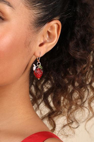 Kesleigh Red Strawberry Charm Earrings Product Image