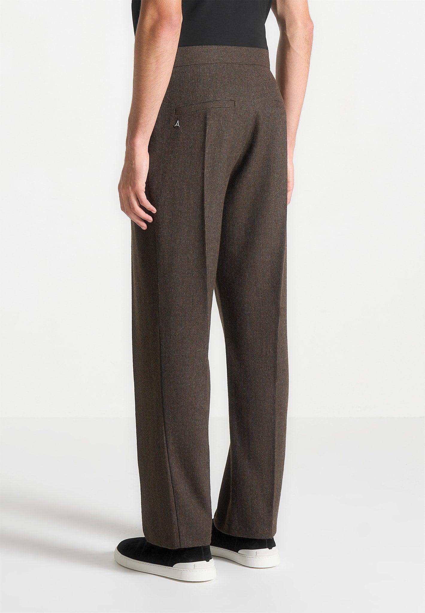 Joseph - Regular Fit Houndstooth Wool-Blend Trousers - Brown Male Product Image