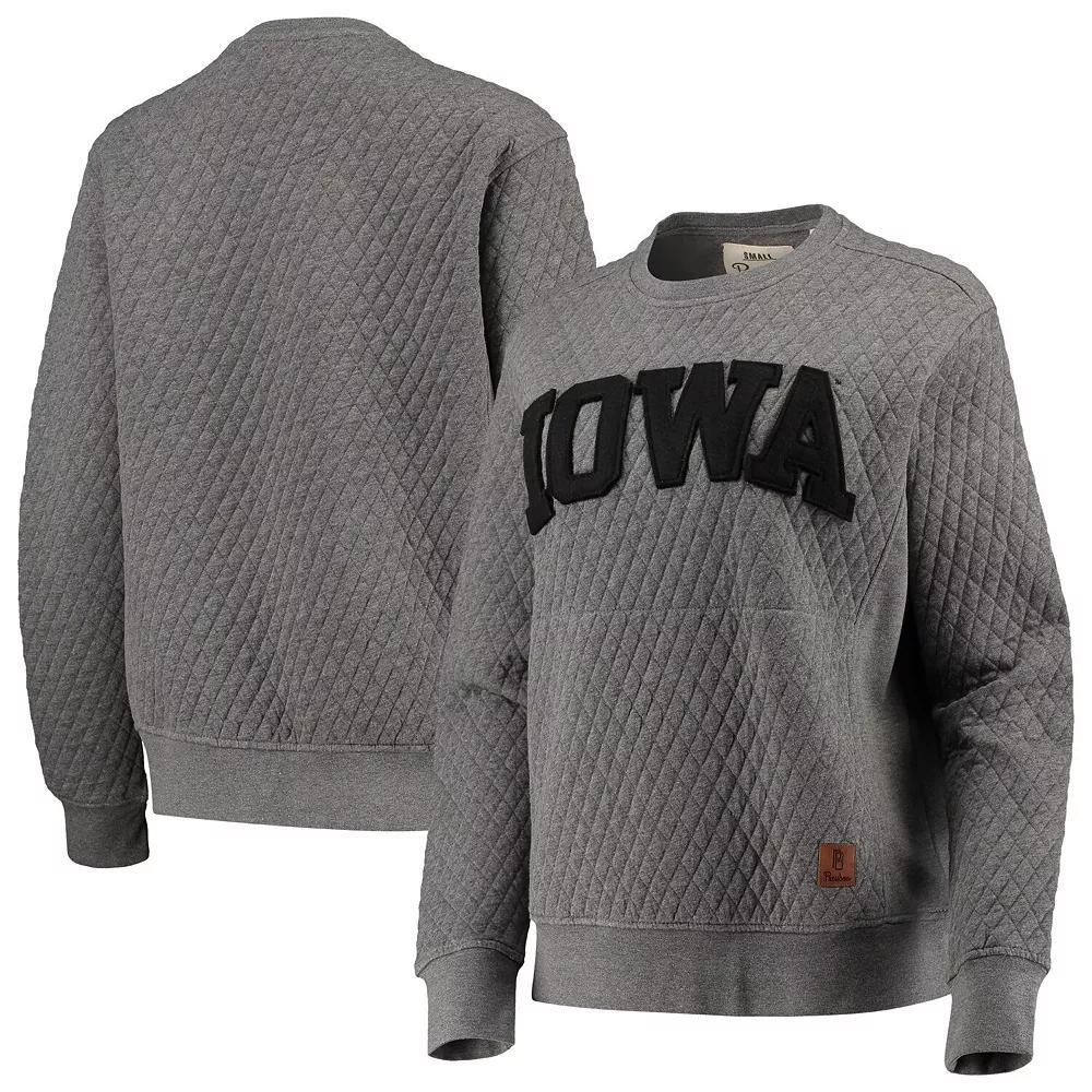 Women's Pressbox Heather Charcoal Iowa Hawkeyes Moose Quilted Pullover Sweatshirt, Size: Small, Grey Product Image