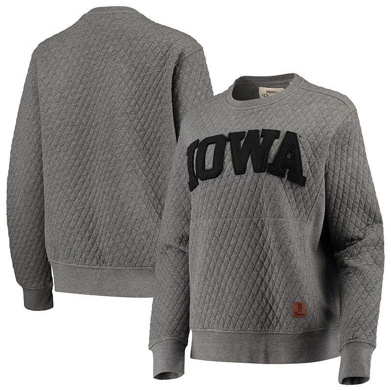 Women's Pressbox Heather Charcoal Iowa Hawkeyes Moose Quilted Pullover Sweatshirt, Size: Small, Grey Product Image