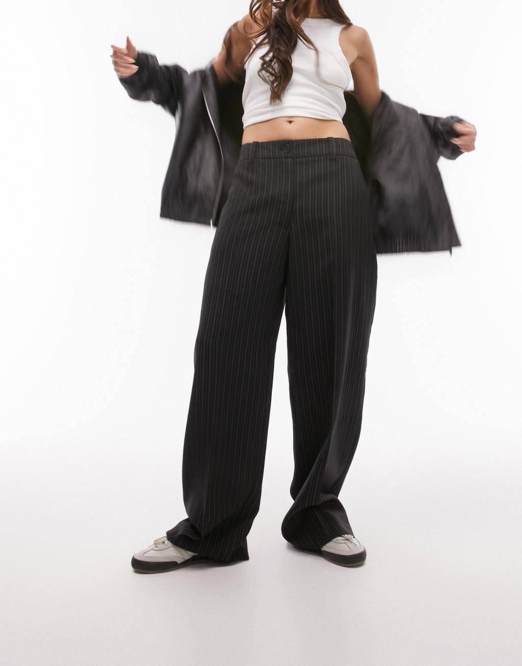 Topshop tailored pinstripe low slung pants Product Image